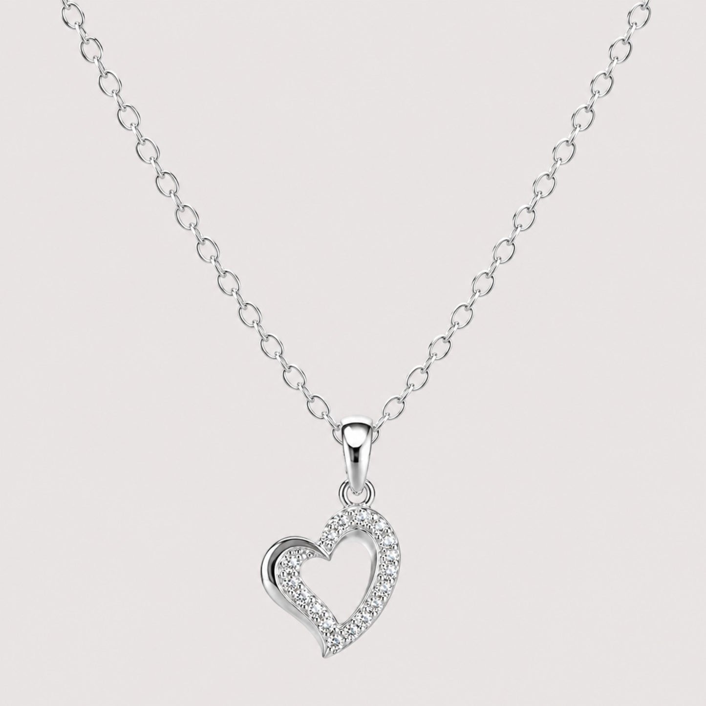 Silver Crystal Heart Necklace | Heart Pendant | Waterproof & Tarnish-Resistant Necklace for Women