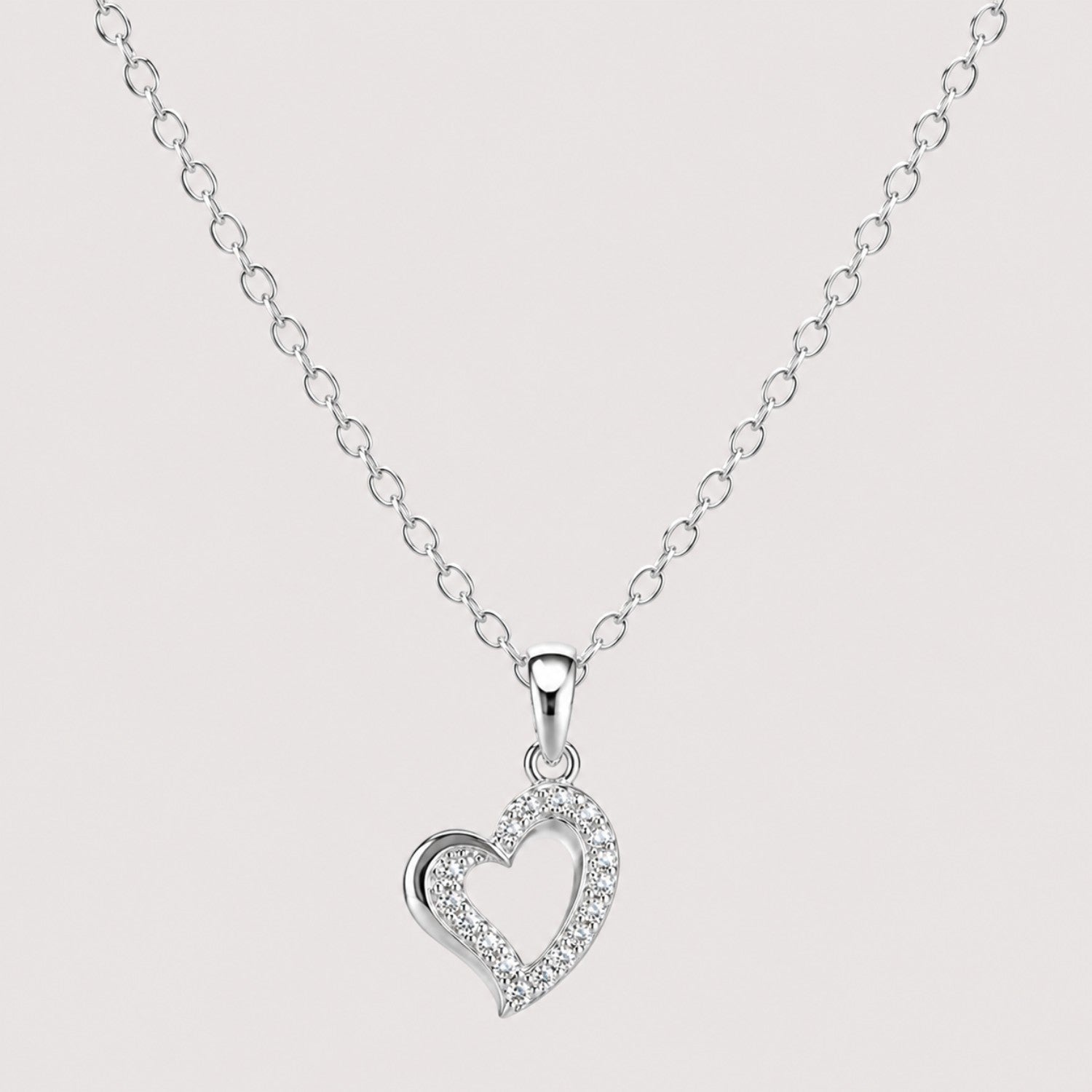 Silver Crystal Heart Necklace | Heart Pendant | Waterproof & Tarnish-Resistant Necklace for Women