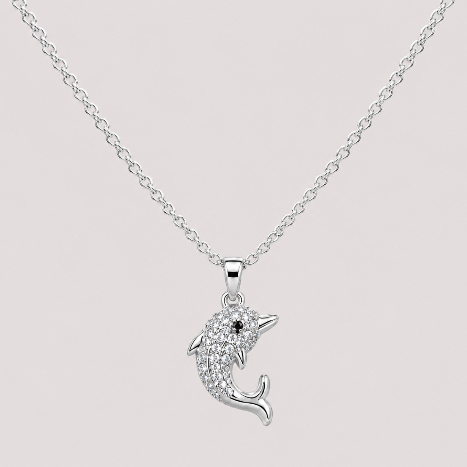 Silver Crystal Dolphin Necklace | Ocean-Inspired Pendant | Waterproof & Tarnish-Resistant Necklace for Women