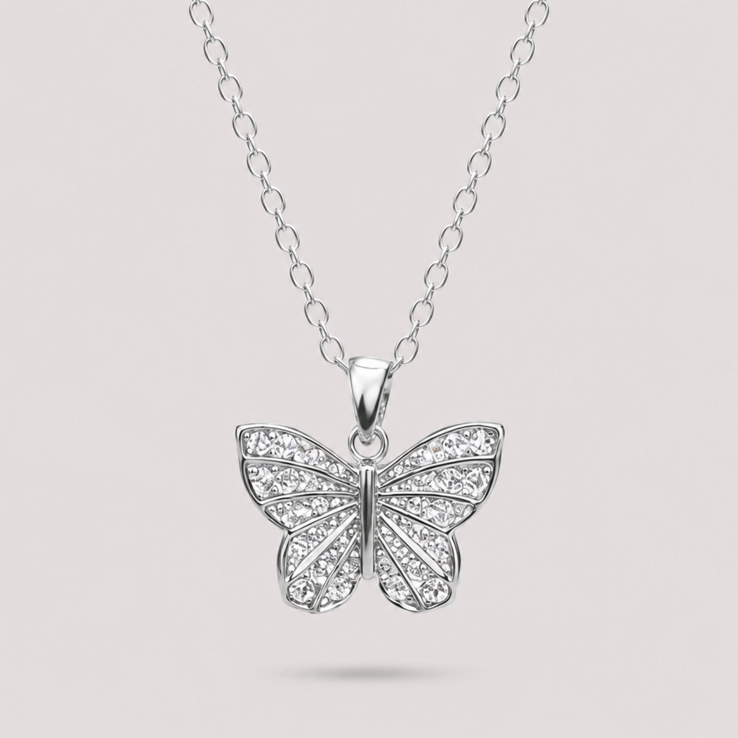 Silver Crystal Butterfly Necklace | Waterproof & Tarnish-Resistant Pendant Necklace for Women