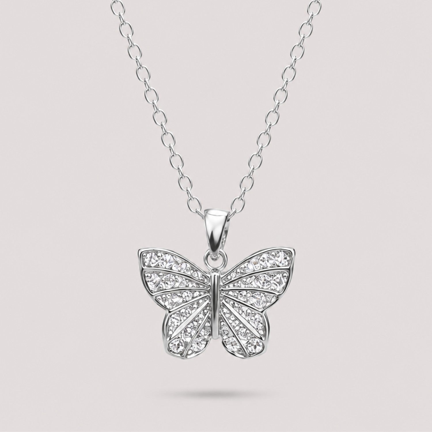 Silver Crystal Butterfly Necklace | Waterproof & Tarnish-Resistant Pendant Necklace for Women