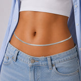 Silver Herringbone Waist Chain | Waterproof & Tarnish-Resistant Body Jewellery for Women