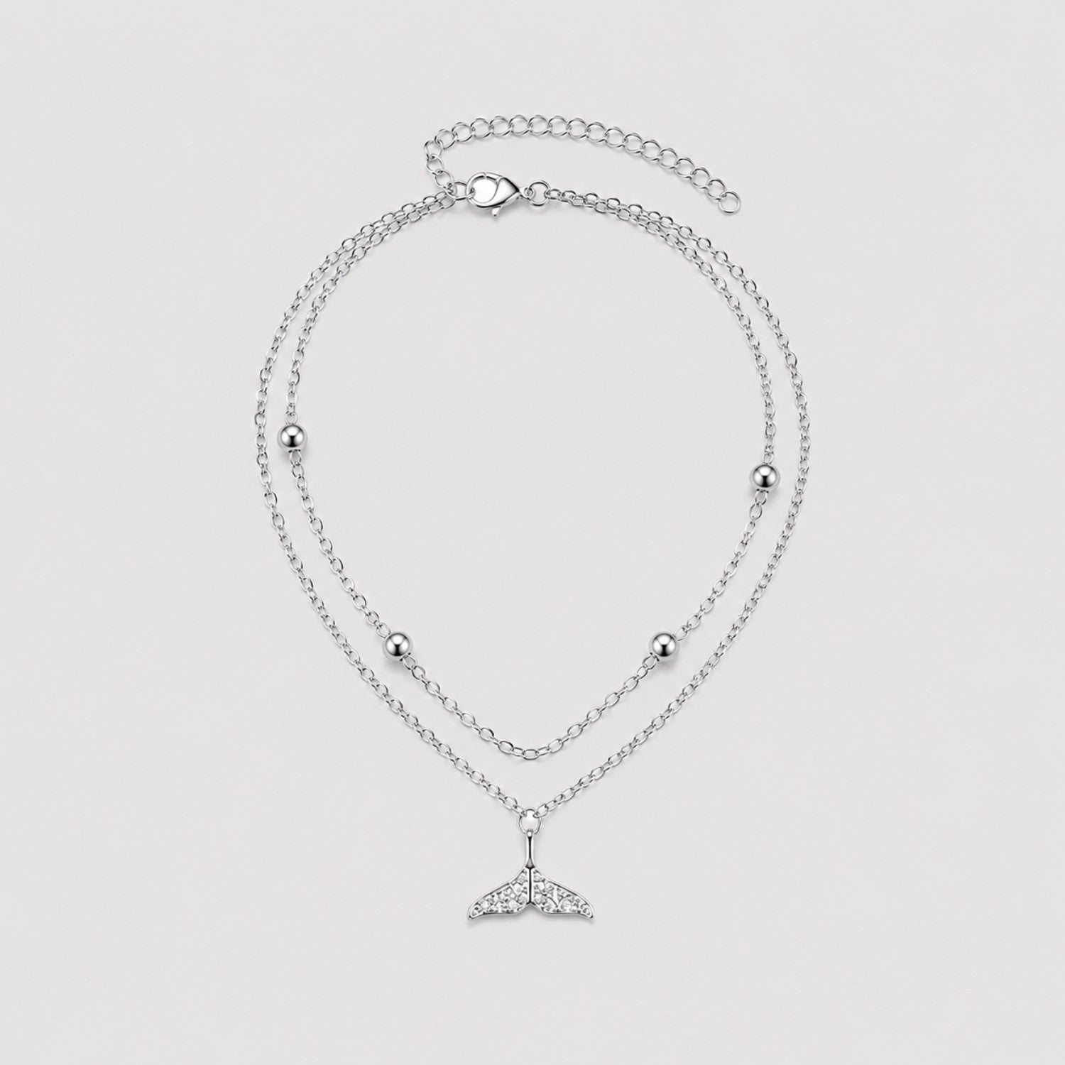 Silver Layered Mermaid Tail Anklet | Double Chain Beach Anklet | Earra