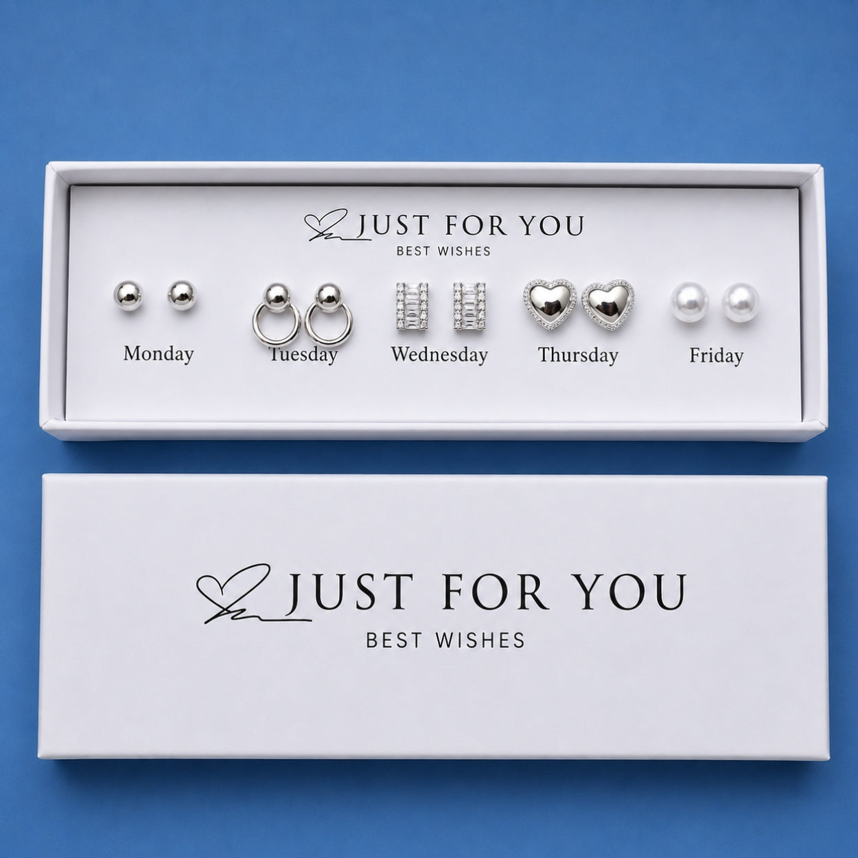 Just For You Stainless Steel Stud Earrings Gift Set| 5 Pair Everyday Collection | Variant - 1