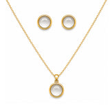Moonstone Halo Set | 18K Gold Plated Stainless Steel