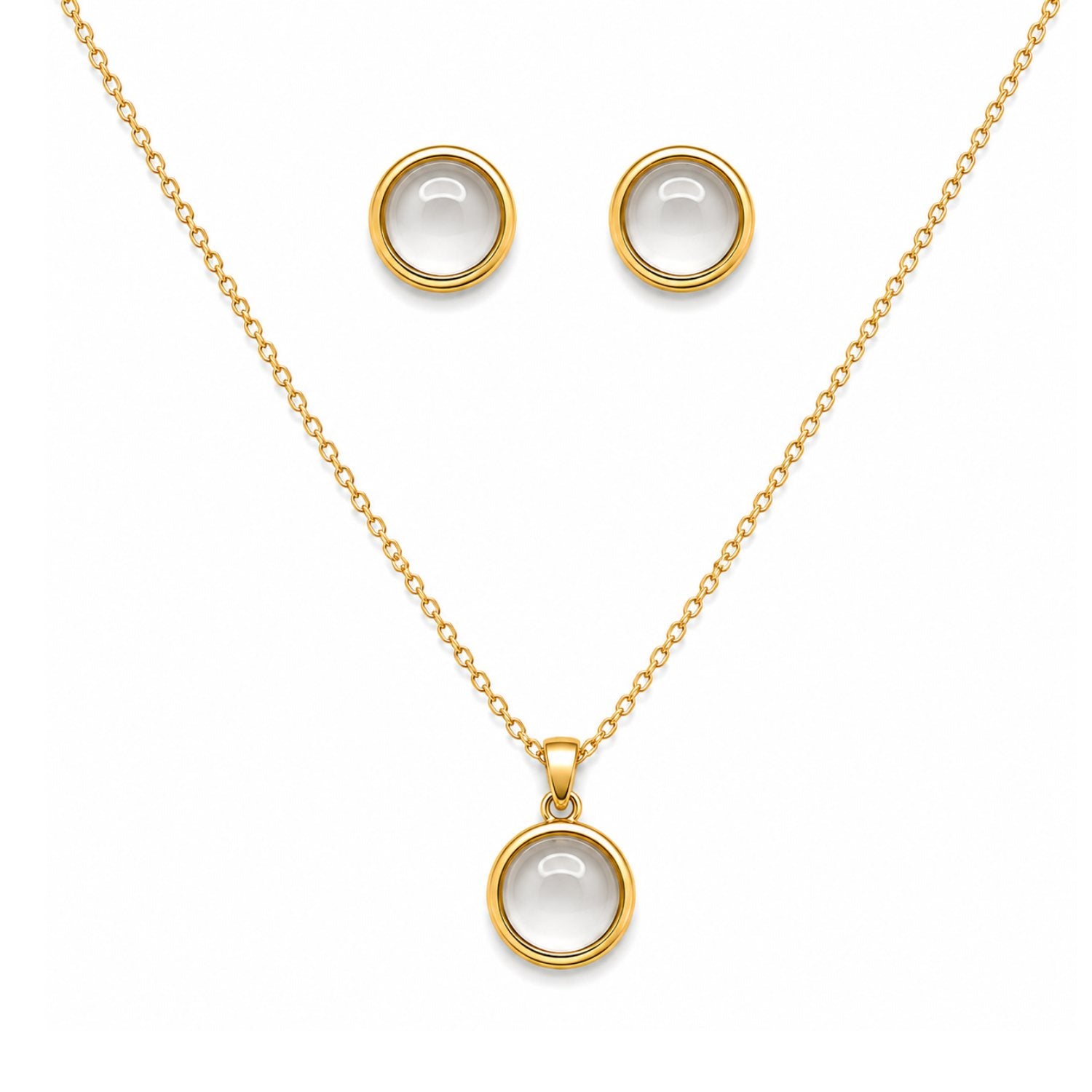Moonstone Halo Set | 18K Gold Plated Stainless Steel