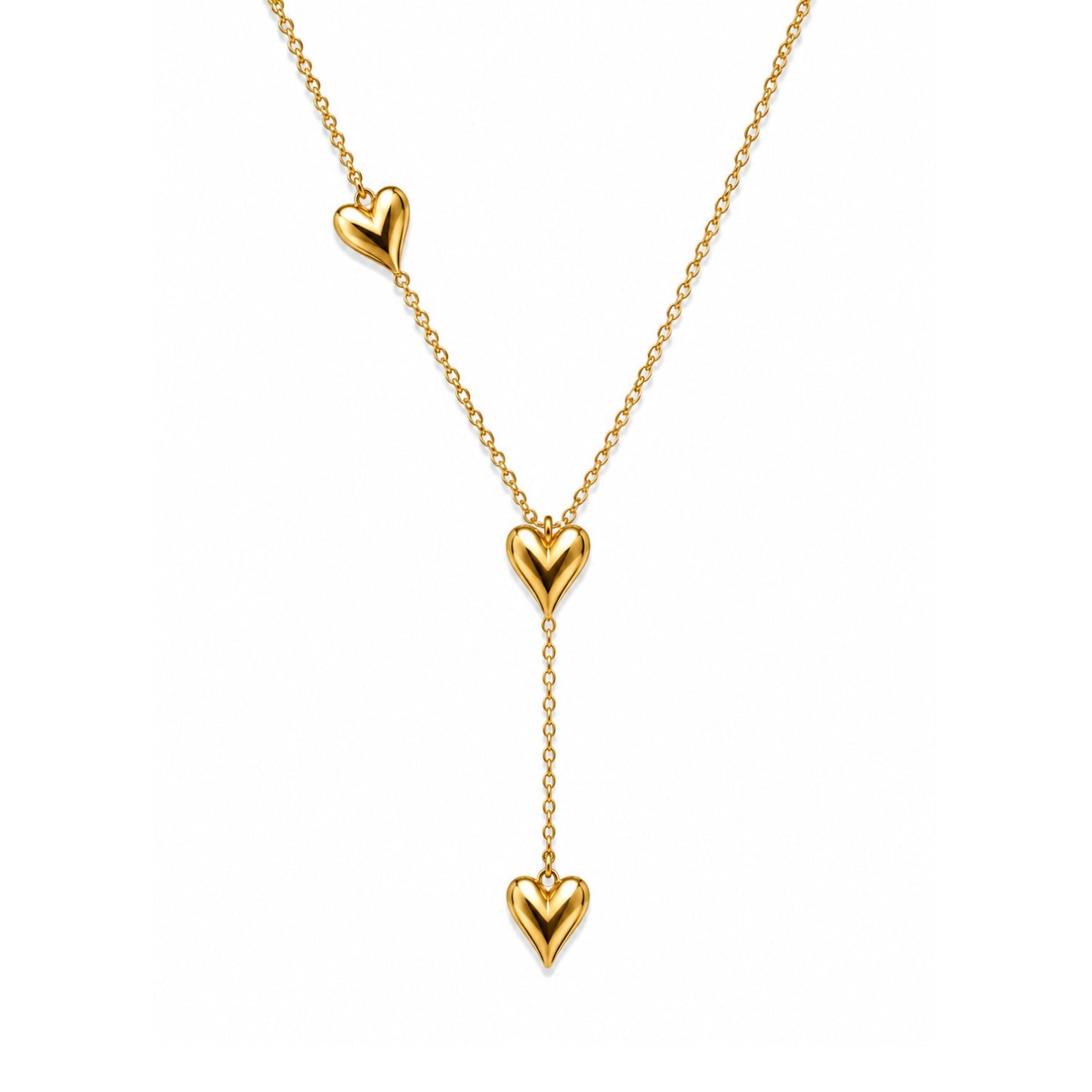 Cascading Hearts Necklace | 18K Gold Plated Stainless Steel