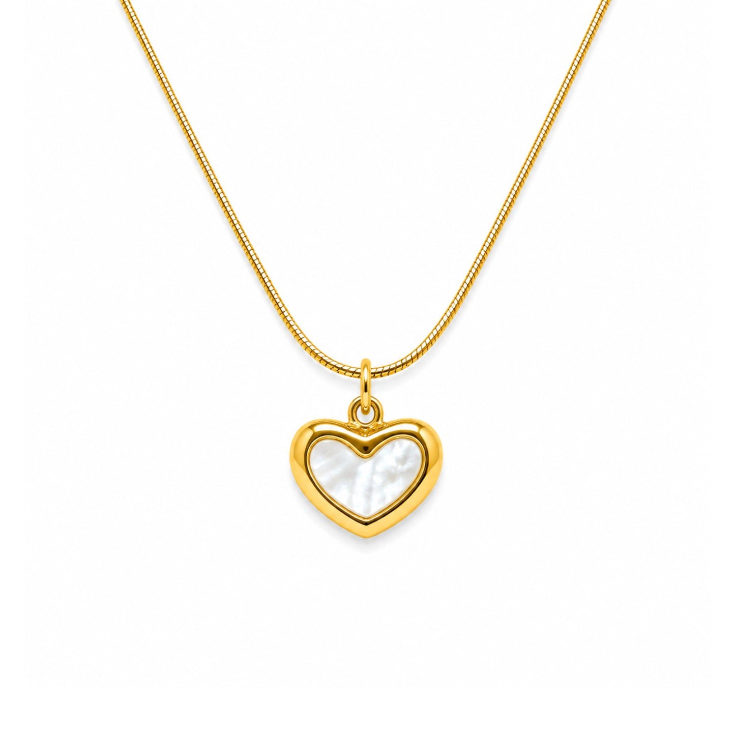 Golden Mother of Pearl Heart Necklace | 18K Gold Plated Stainless Steel