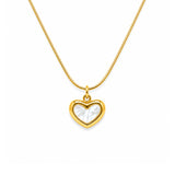 Golden Mother of Pearl Heart Necklace | 18K Gold Plated Stainless Steel