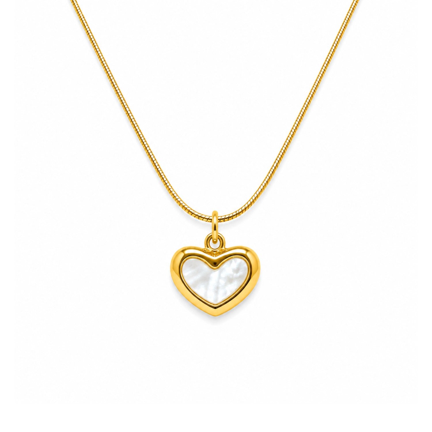 Golden Mother of Pearl Heart Necklace | 18K Gold Plated Stainless Steel