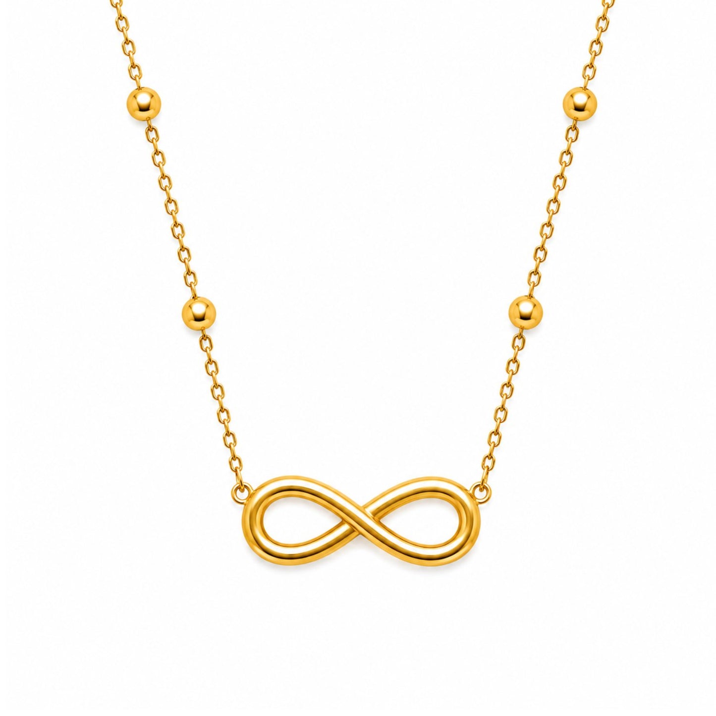 Golden Infinity Beaded Necklace | 18K Gold Plated Stainless Steel
