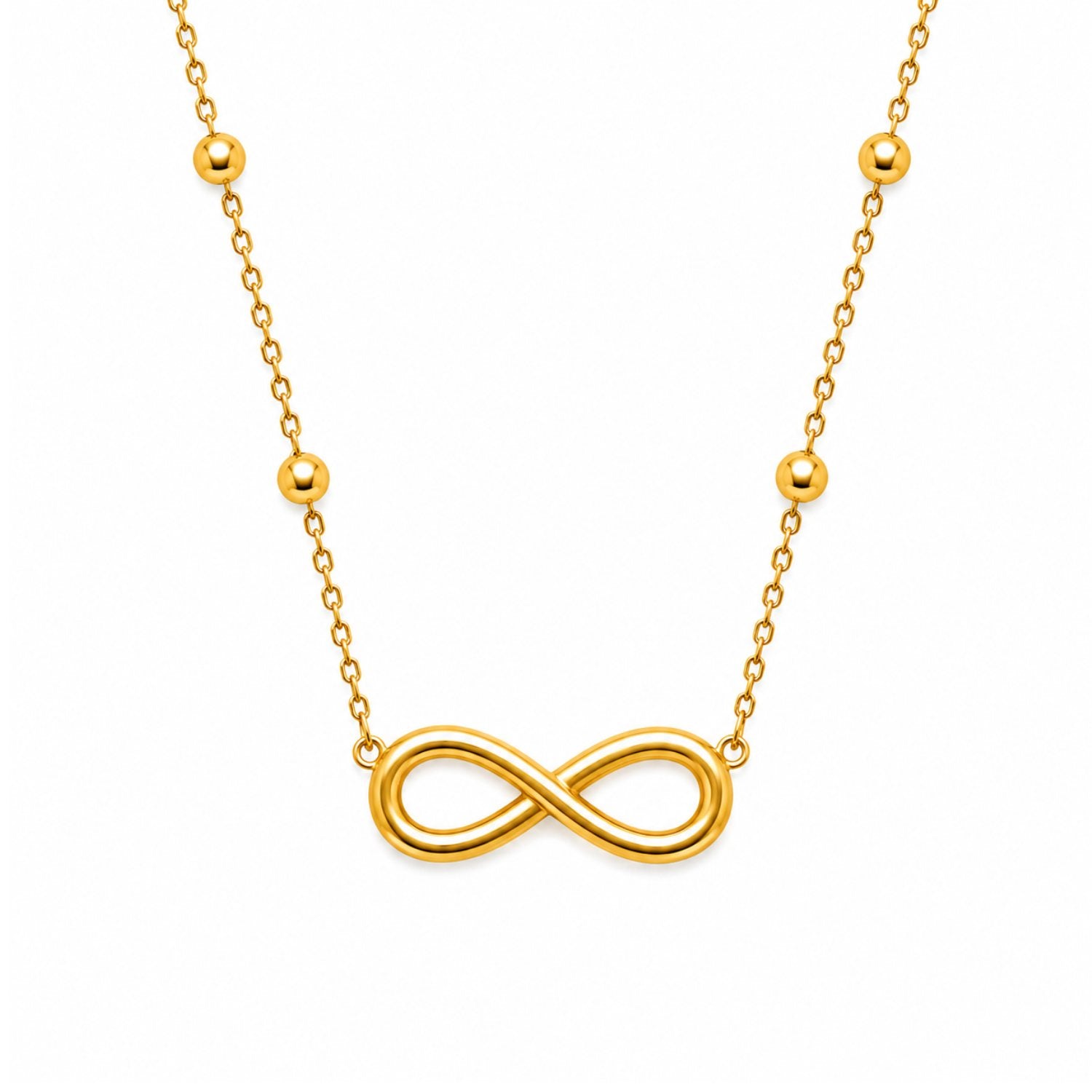 Golden Infinity Beaded Necklace | 18K Gold Plated Stainless Steel