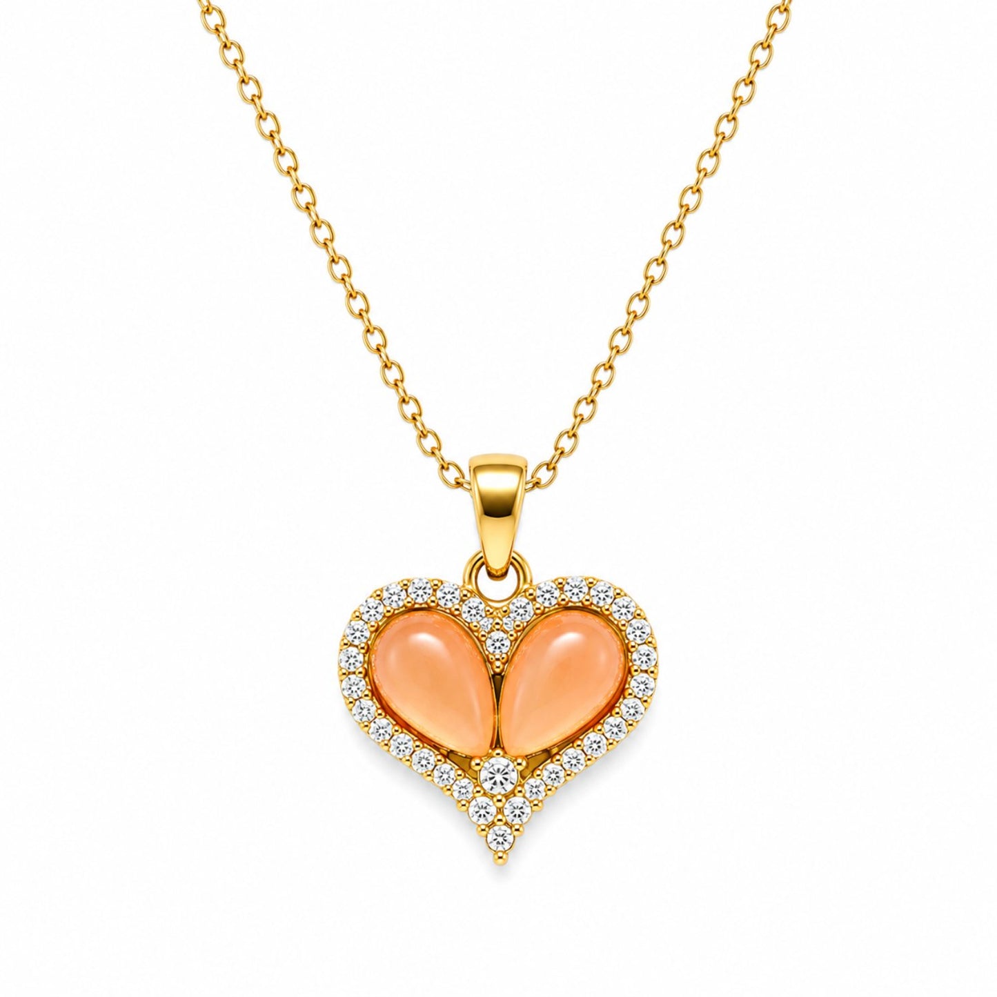 Blush Heart Necklace | 18K Gold Plated Stainless Steel