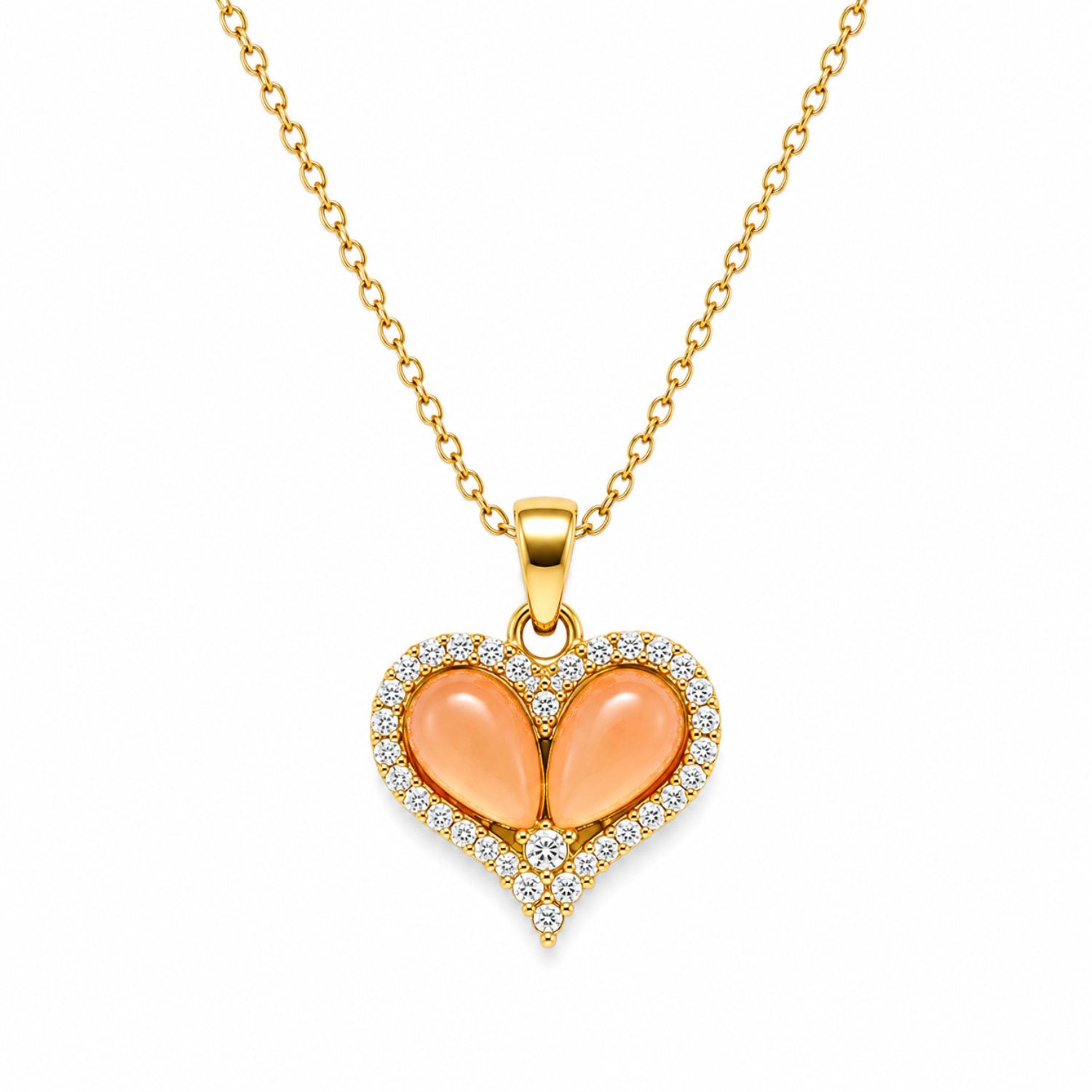 Blush Heart Necklace | 18K Gold Plated Stainless Steel
