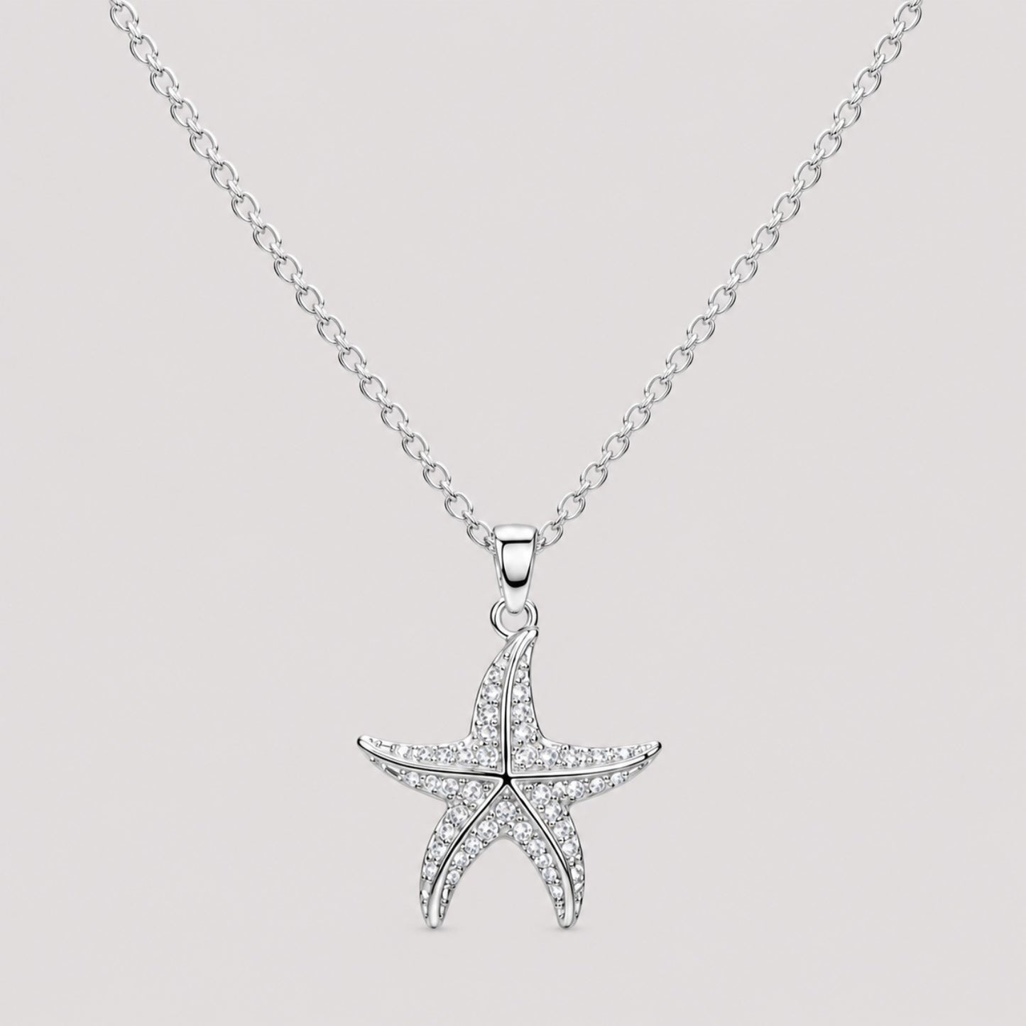 Silver Crystal Starfish Necklace | Waterproof & Tarnish-Resistant Pendant Necklace for Women