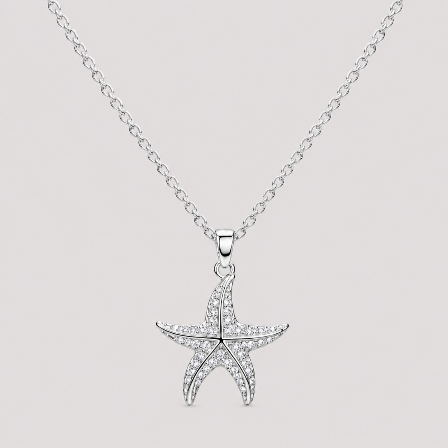 Silver Crystal Starfish Necklace | Waterproof & Tarnish-Resistant Pendant Necklace for Women