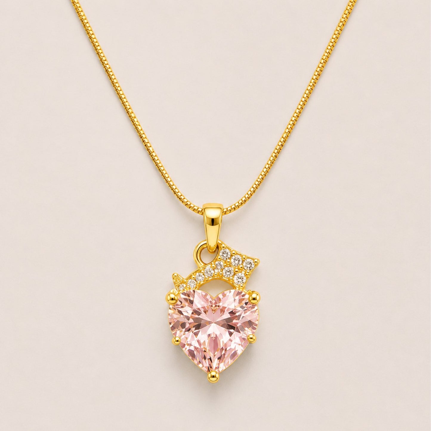Blush Heart Spark Necklace | 18K Gold Plated Stainless Steel