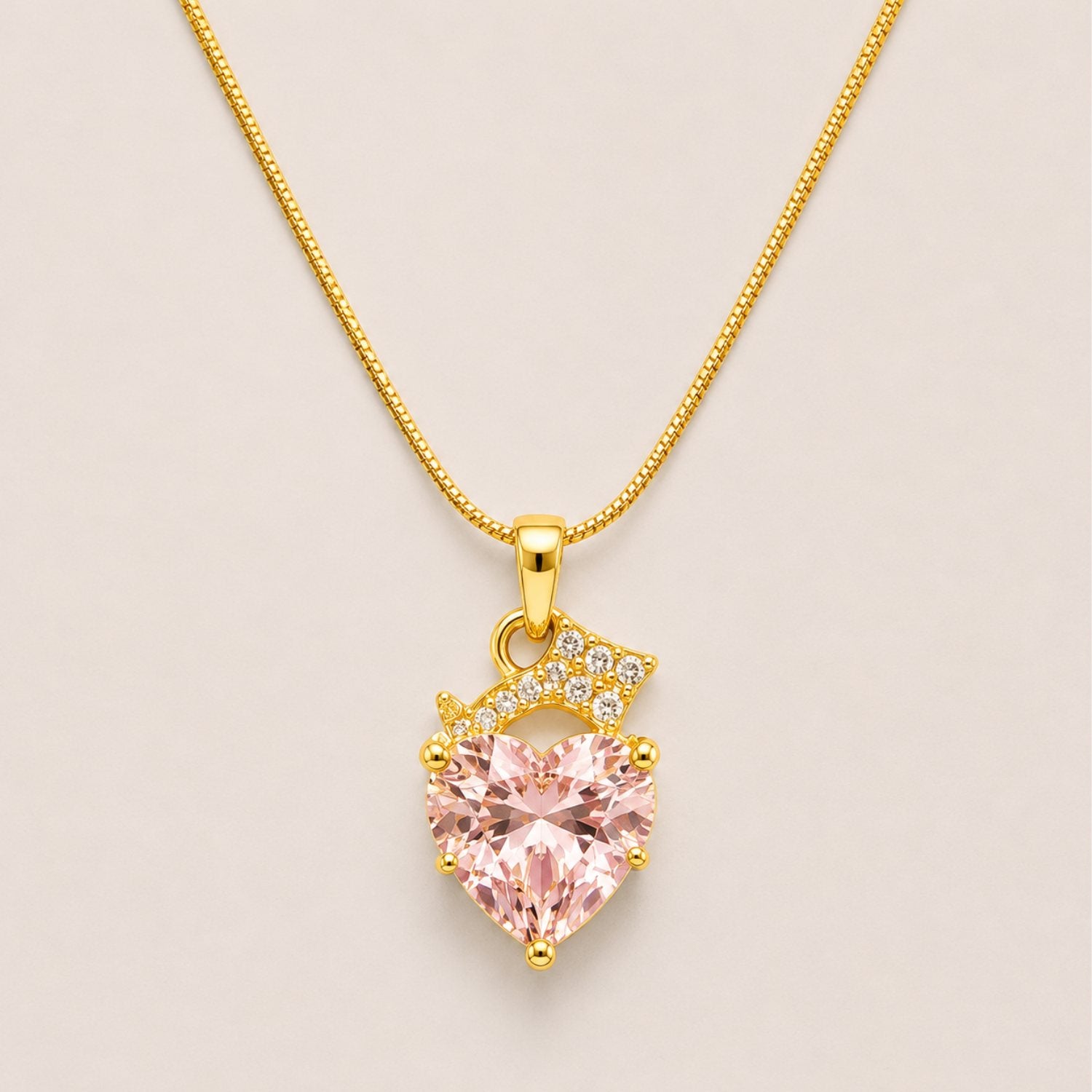 Blush Heart Spark Necklace | 18K Gold Plated Stainless Steel