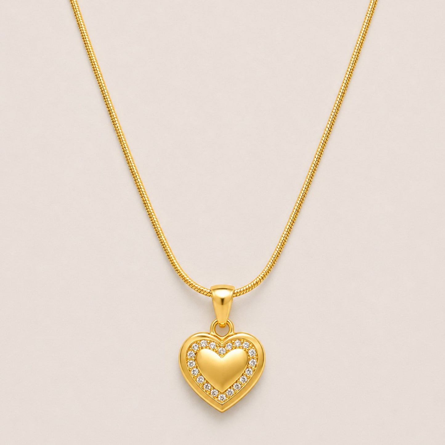 Halo Heart Necklace | 18K Gold Plated Stainless Steel