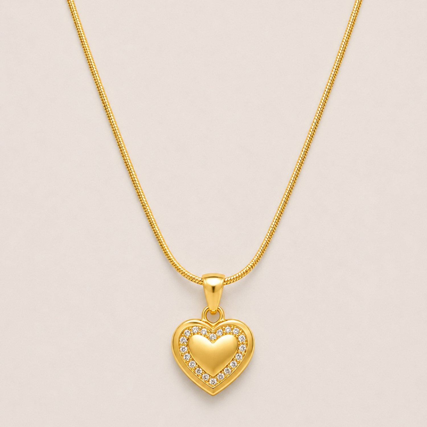 Halo Heart Necklace | 18K Gold Plated Stainless Steel