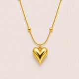 Golden Heart Beaded Necklace | 18K Gold Plated Stainless Steel