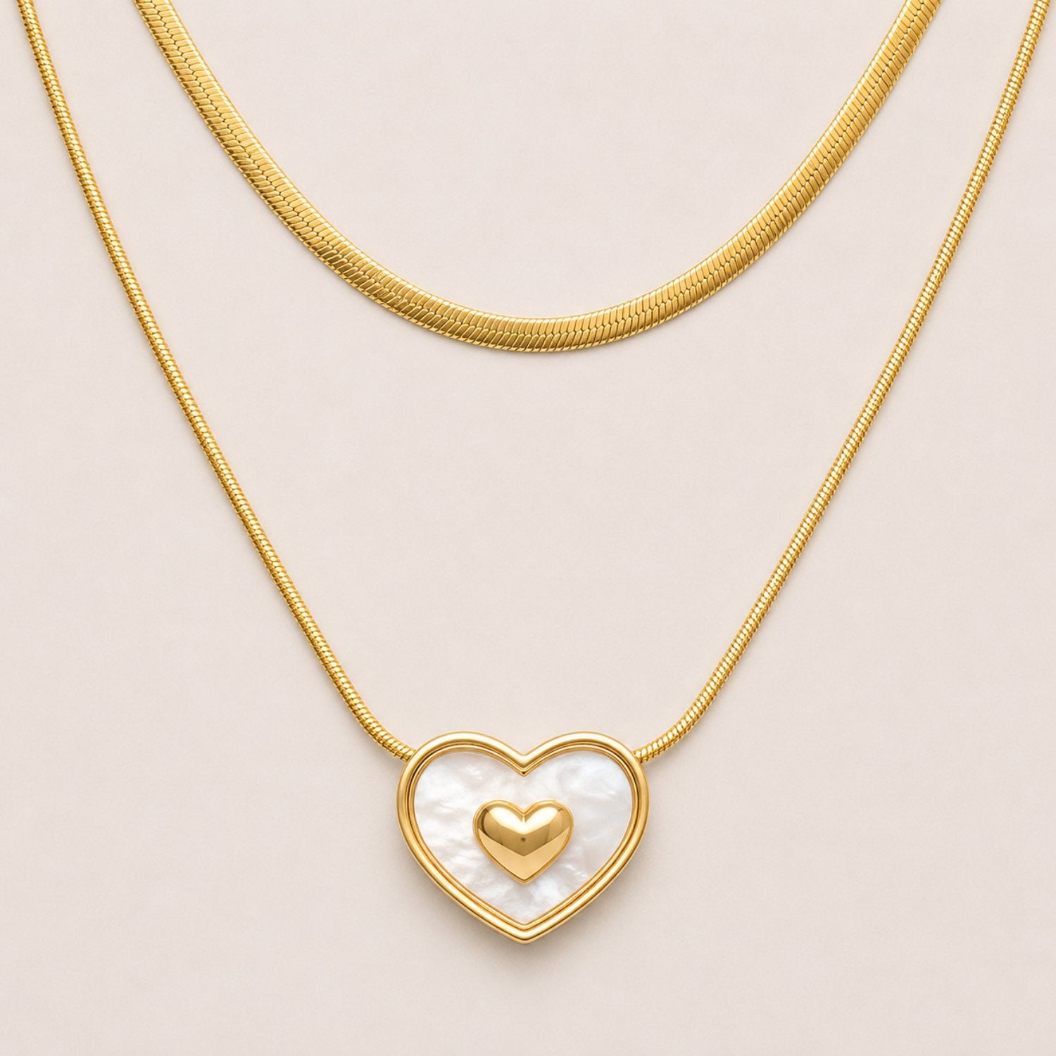 Golden Heart Layered Necklace | 18K Gold Plated Stainless Steel