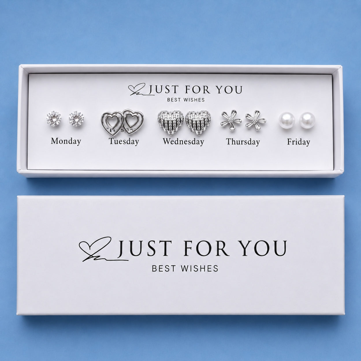 Just For You Stainless Steel Stud Earrings Gift Set| 5 Pair Everyday Collection | Variant - 4