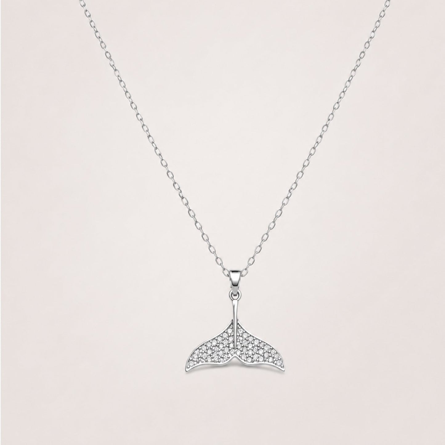 Silver Crystal Mermaid Tail Necklace | Ocean-Inspired Pendant | Waterproof & Tarnish-Resistant Necklace for Women