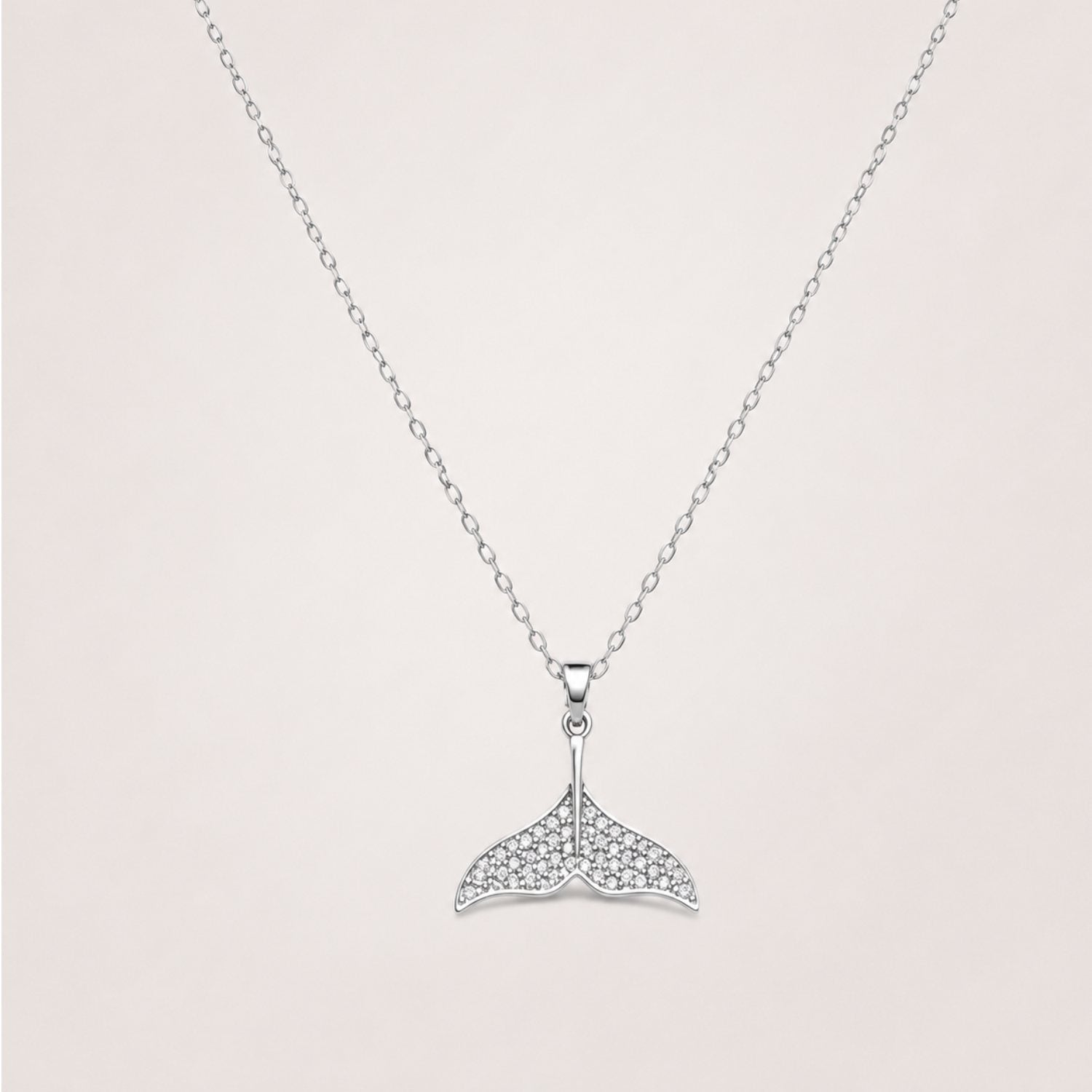 Silver Crystal Mermaid Tail Necklace | Ocean-Inspired Pendant | Waterproof & Tarnish-Resistant Necklace for Women
