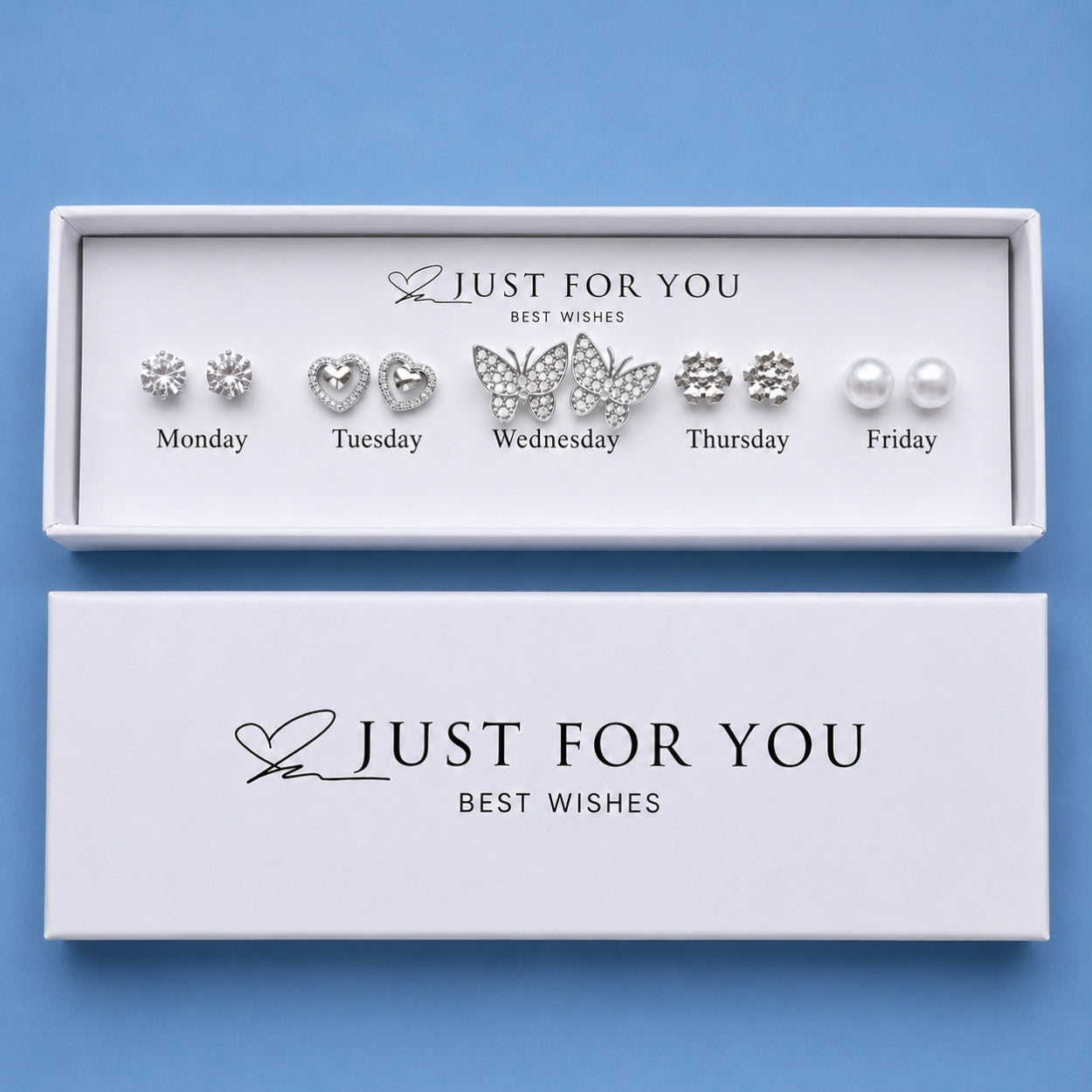 Just For You Stainless Steel Stud Earrings Gift Set| 5 Pair Everyday Collection | Variant - 5
