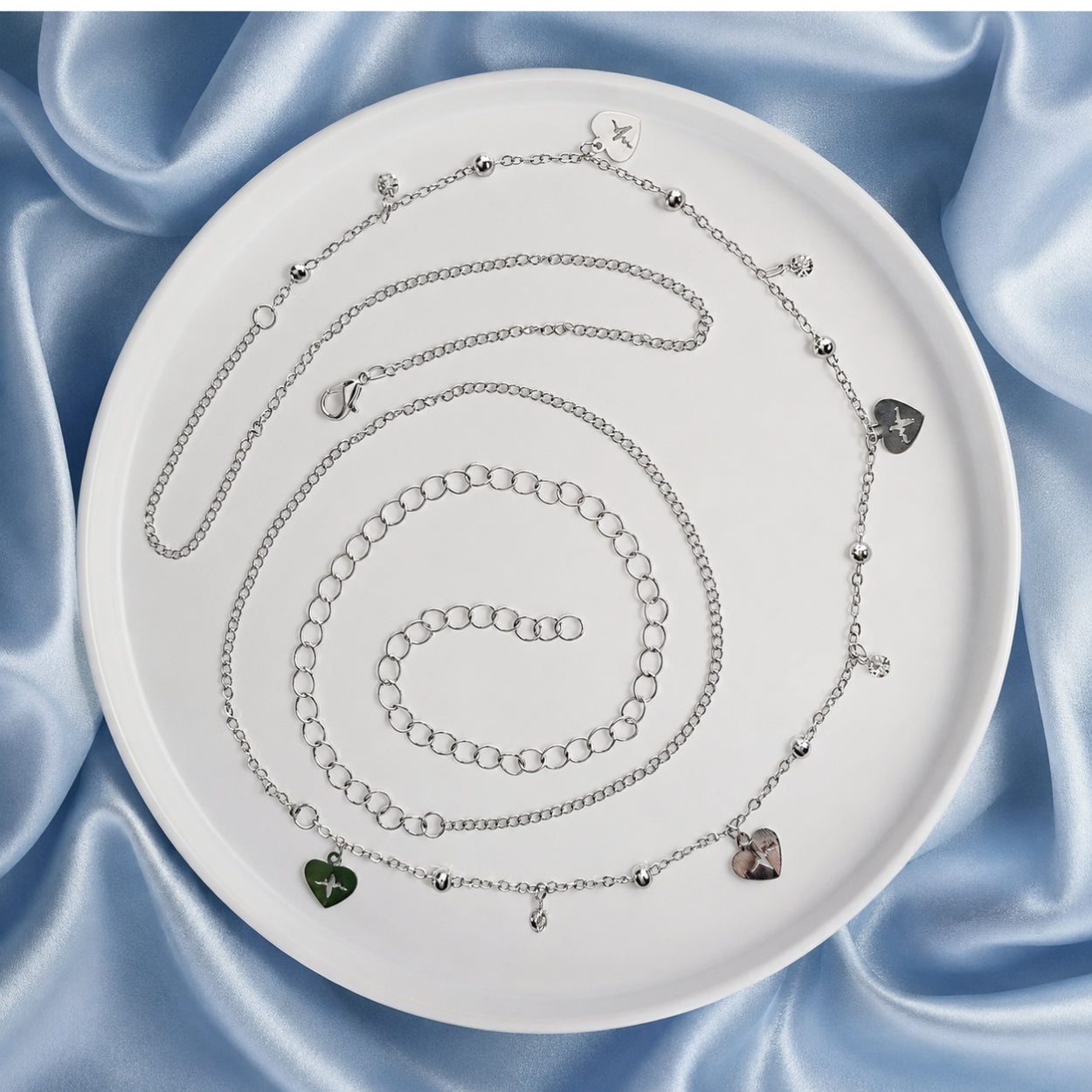 Silver Heart Charm Waist Chain | Waterproof & Tarnish-Resistant Body Jewellery for Women