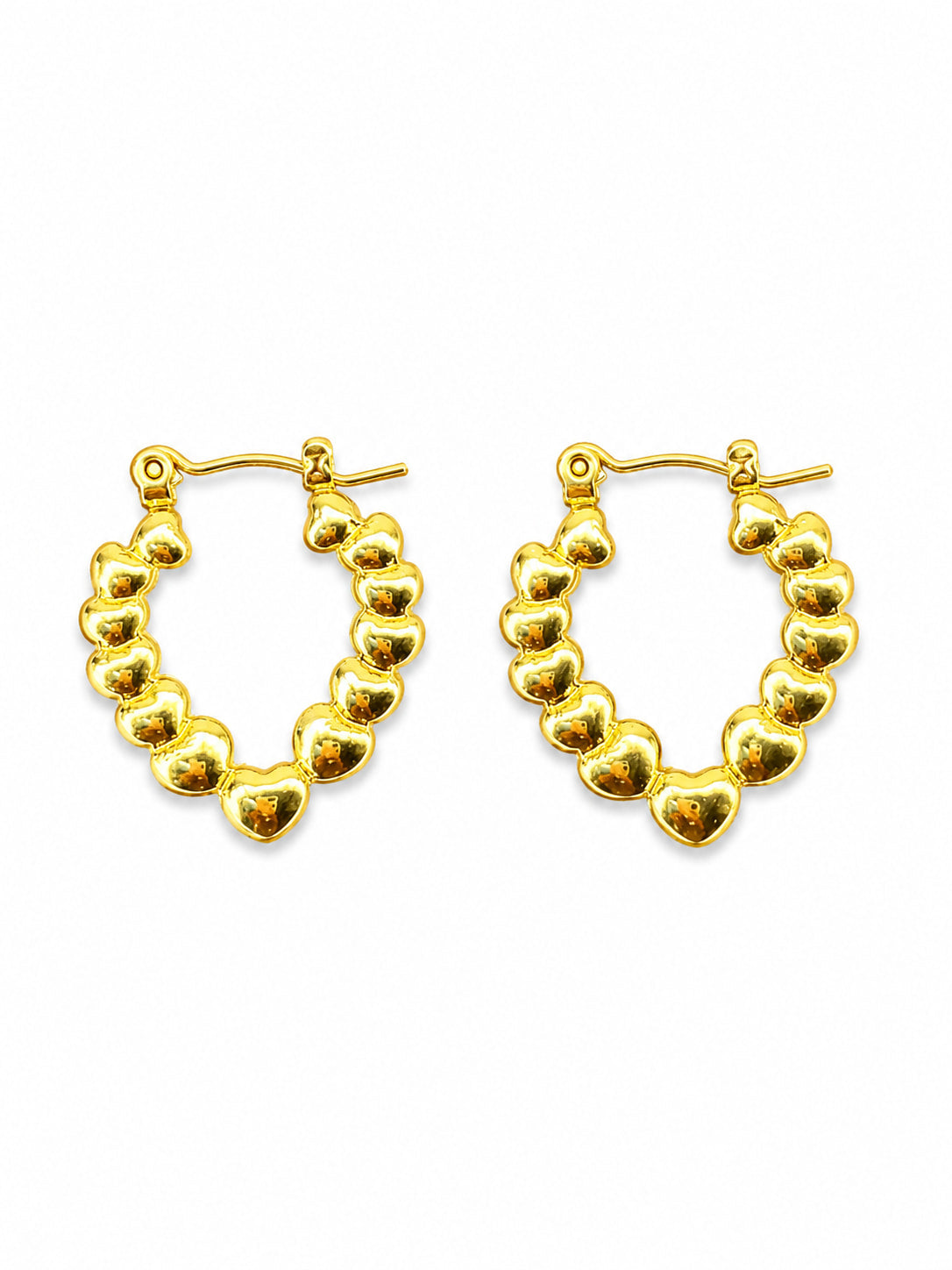 Beaded Heart Hoops  | 18K Gold Plated Anti Tarnish Hoop