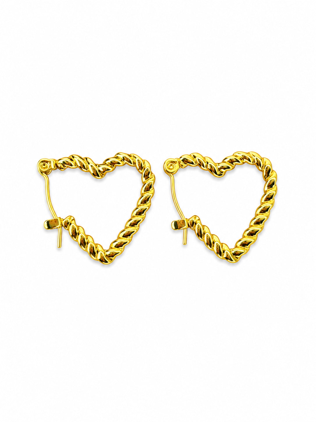Crystal Heart Outline Hoops  | 18K Gold Plated Anti Tarnish Hoop