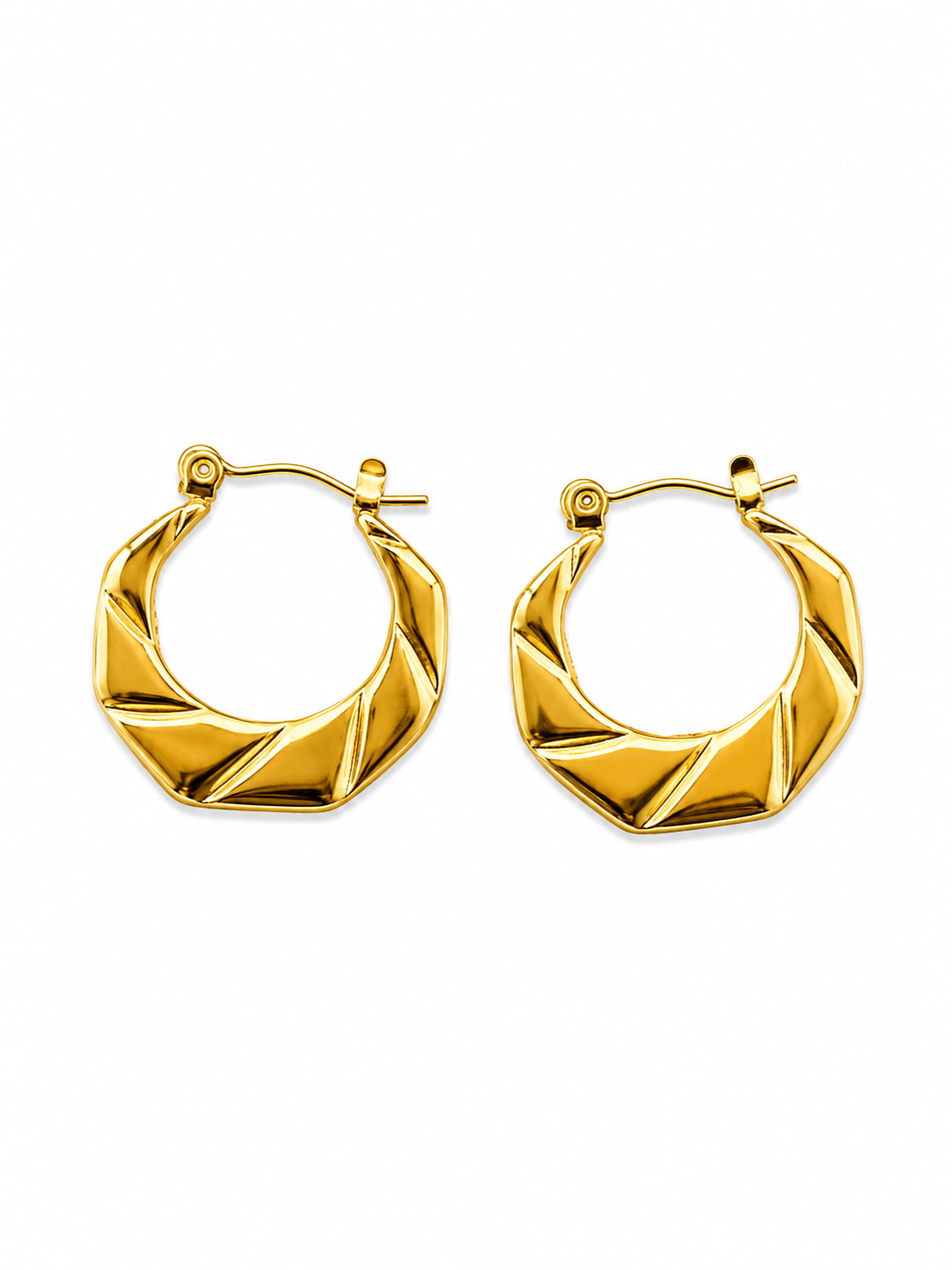 Facet Twist Hoops  | 18K Gold Plated Anti Tarnish Hoop