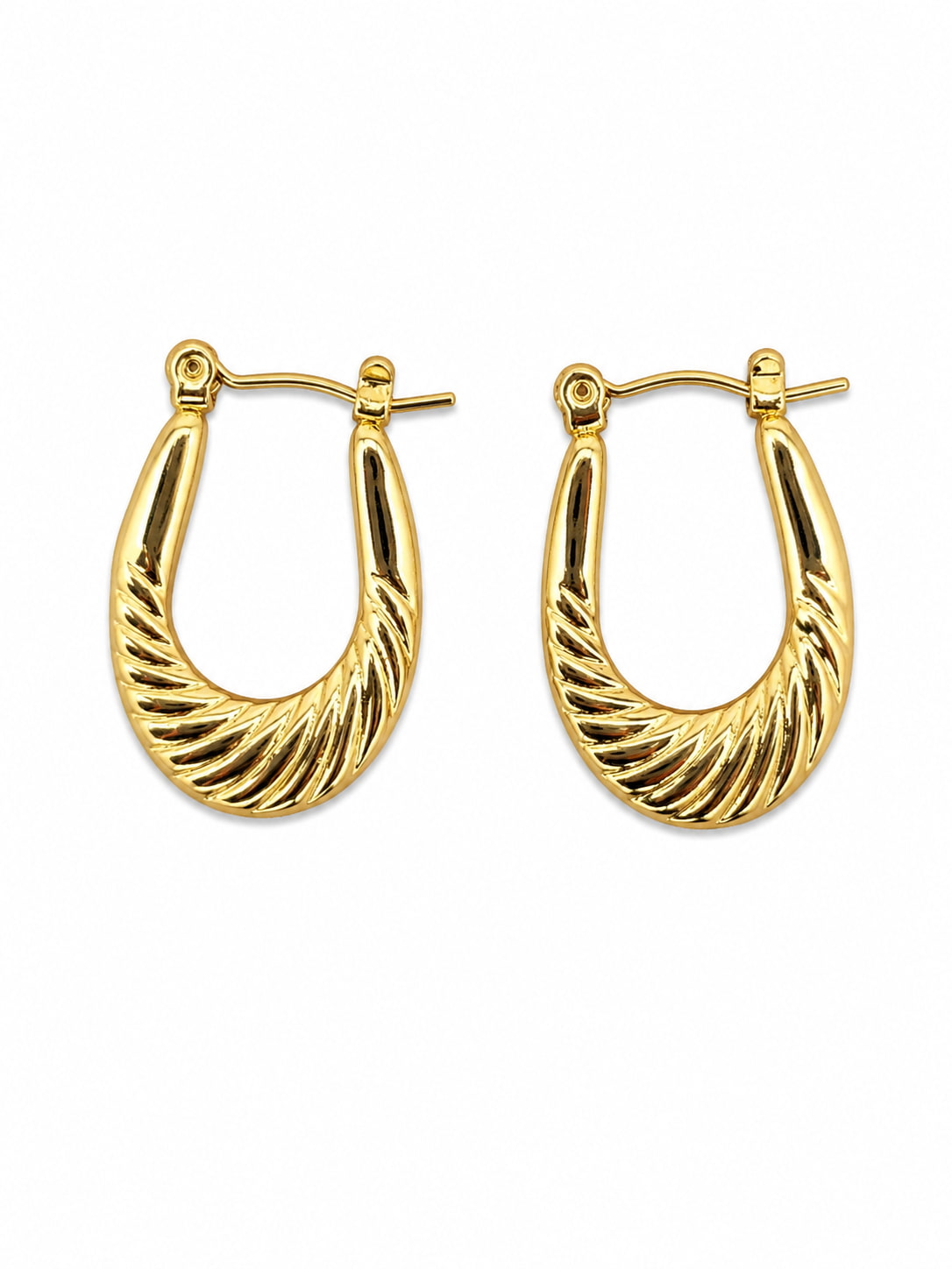 Verona Ribbed Hoops  | 18K Gold Plated Anti Tarnish Hoop