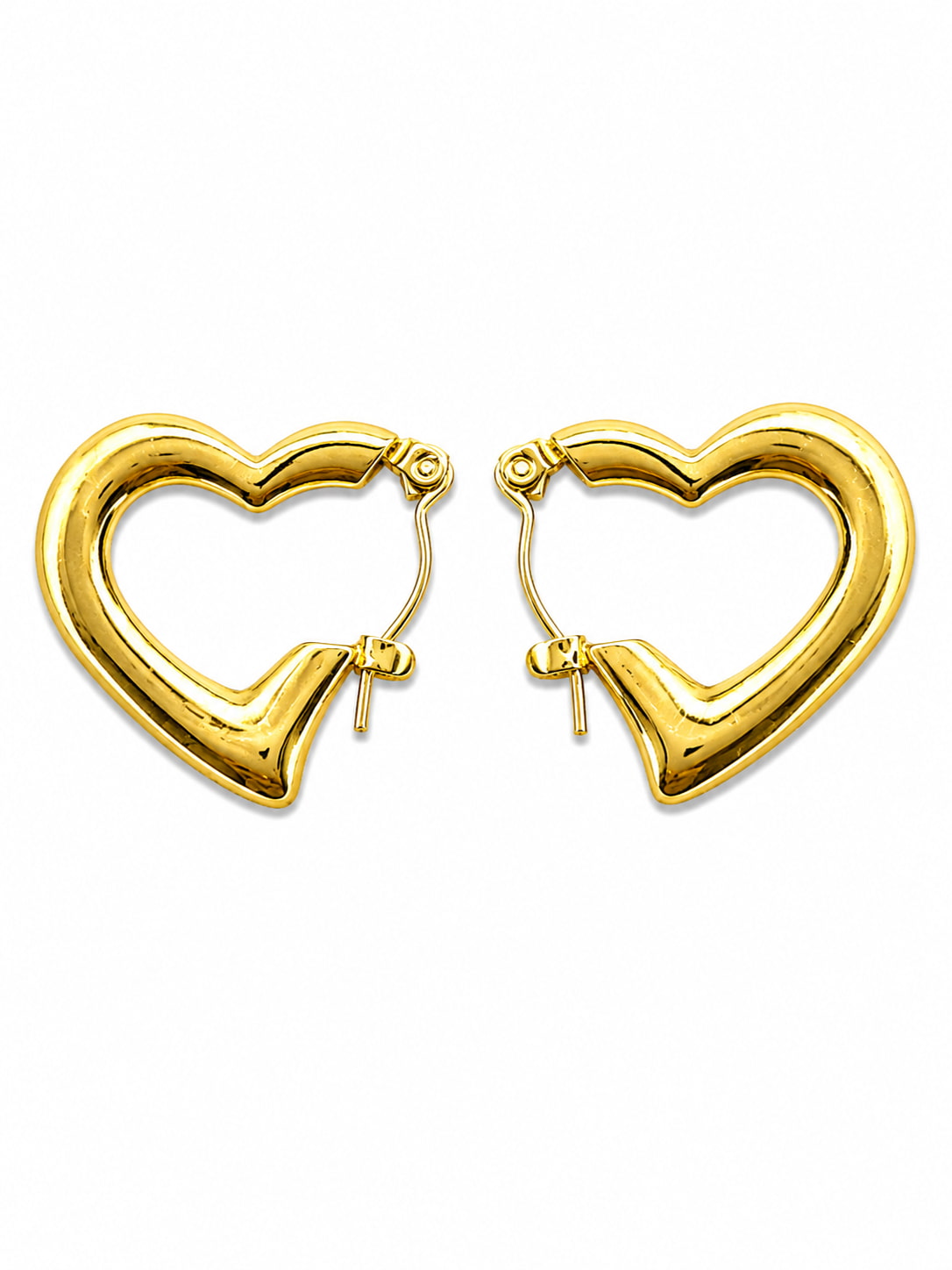 Heart Loop Hoop Earrings Set | 3 Pair Gold Heart Stainless Steel Hoop Earrings | Earra UK