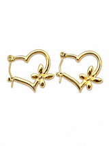 Heart Loop Hoop Earrings Set | 3 Pair Gold Heart Stainless Steel Hoop Earrings | Earra UK