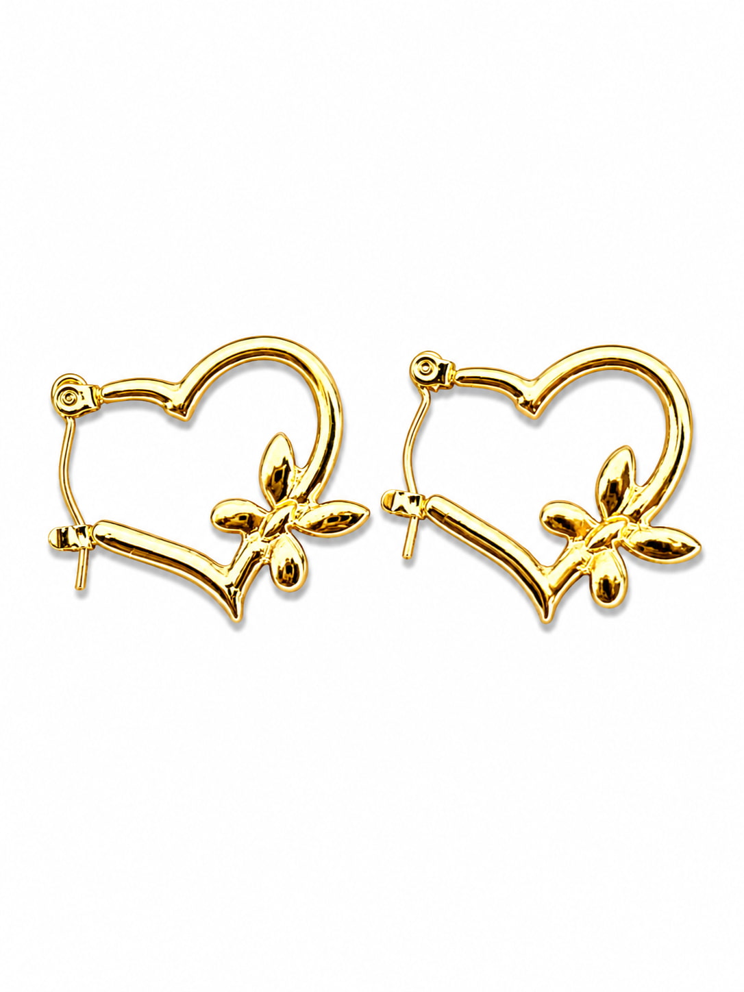 Heart Loop Hoop Earrings Set | 3 Pair Gold Heart Stainless Steel Hoop Earrings | Earra UK