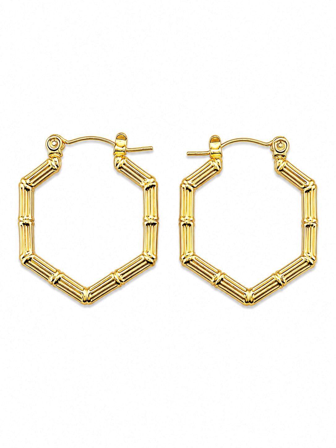 Hexagon Luxe Hoops  | 18K Gold Plated Anti Tarnish Hoop