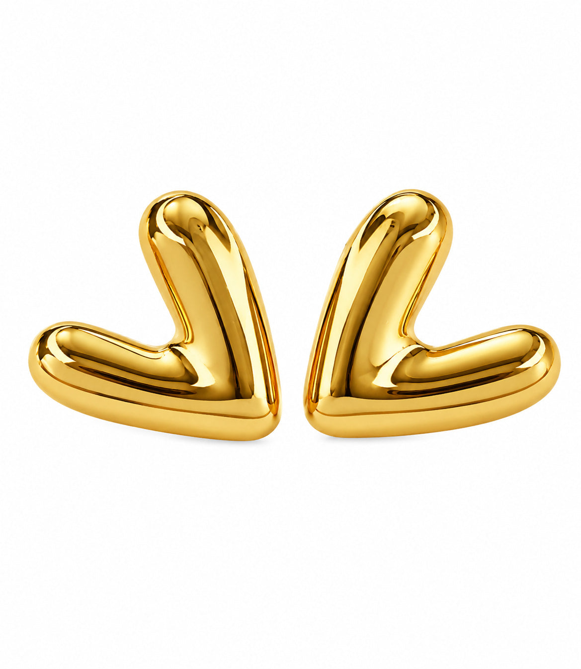 Heartbeat Stud Earrings Set | 3 Pair Gold Heart Stainless Steel Stud Earrings | Earra UK