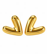 Heartbeat Stud Earrings Set | 3 Pair Gold Heart Stainless Steel Stud Earrings | Earra UK