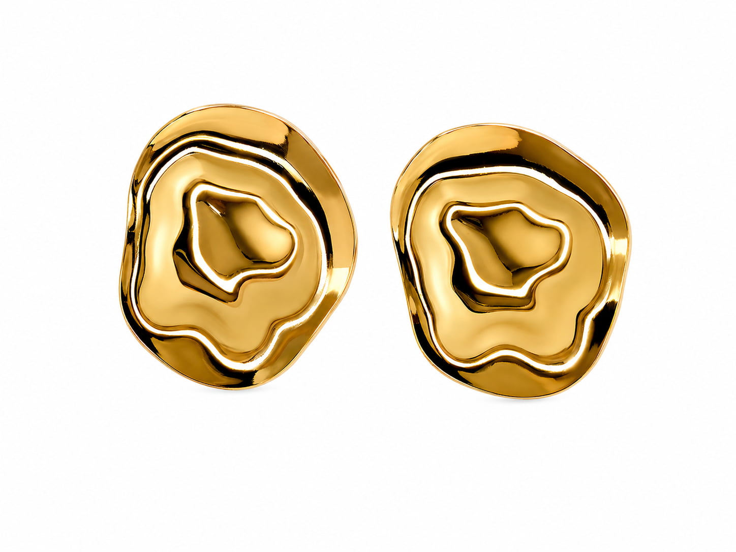 Organic Ripple Gold Studs | 18K Gold Plated Anti Tarnish Studs