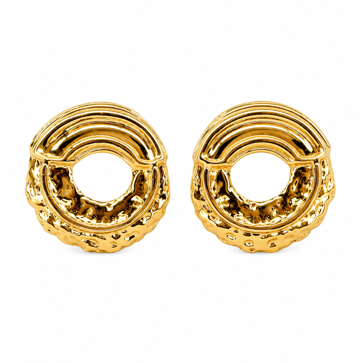 Textured Halo Gold Studs | 18K Gold Plated Anti Tarnish Studs