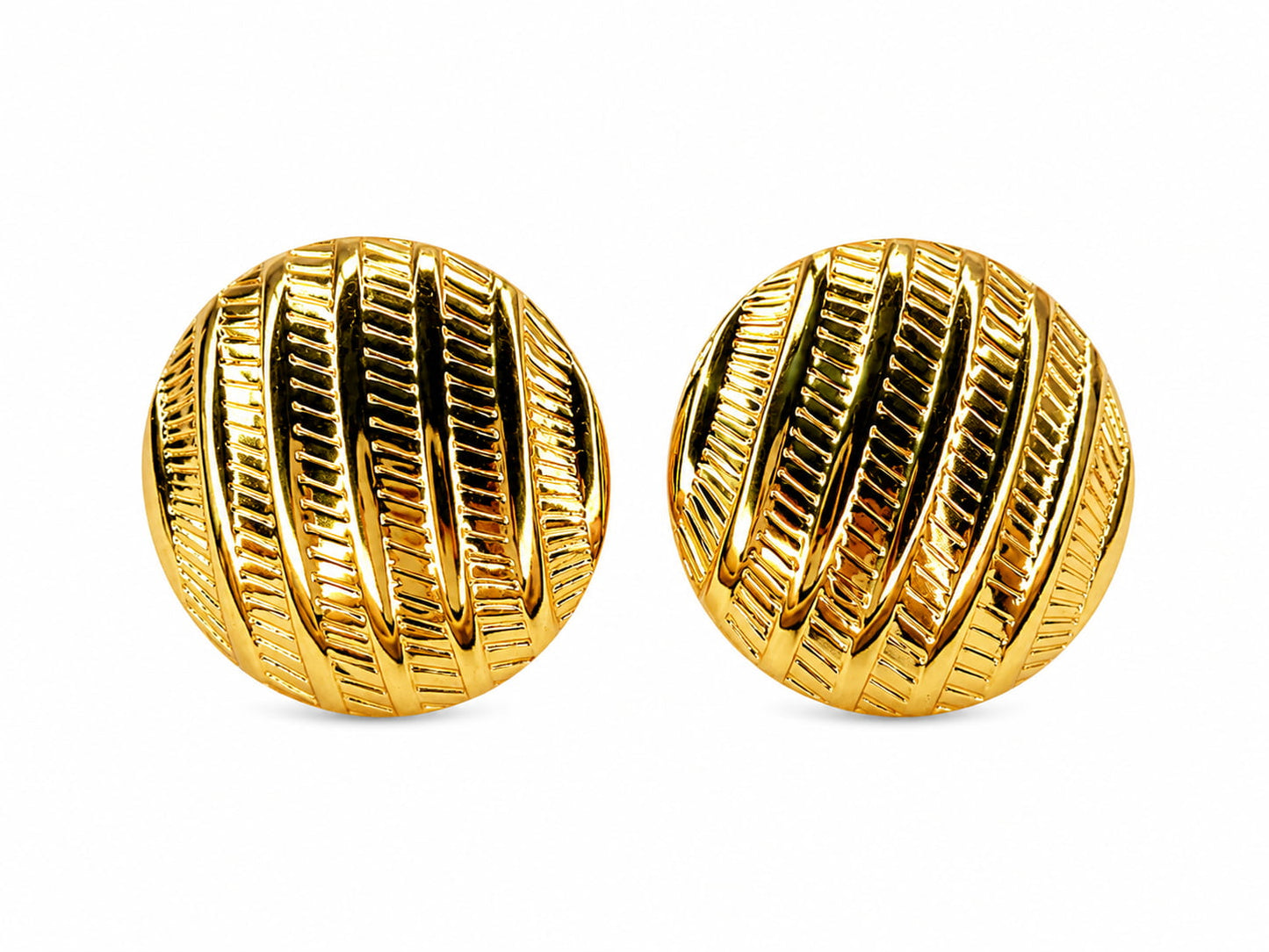 Ridge Disc Gold Studs | 18K Gold Plated Anti Tarnish Studs