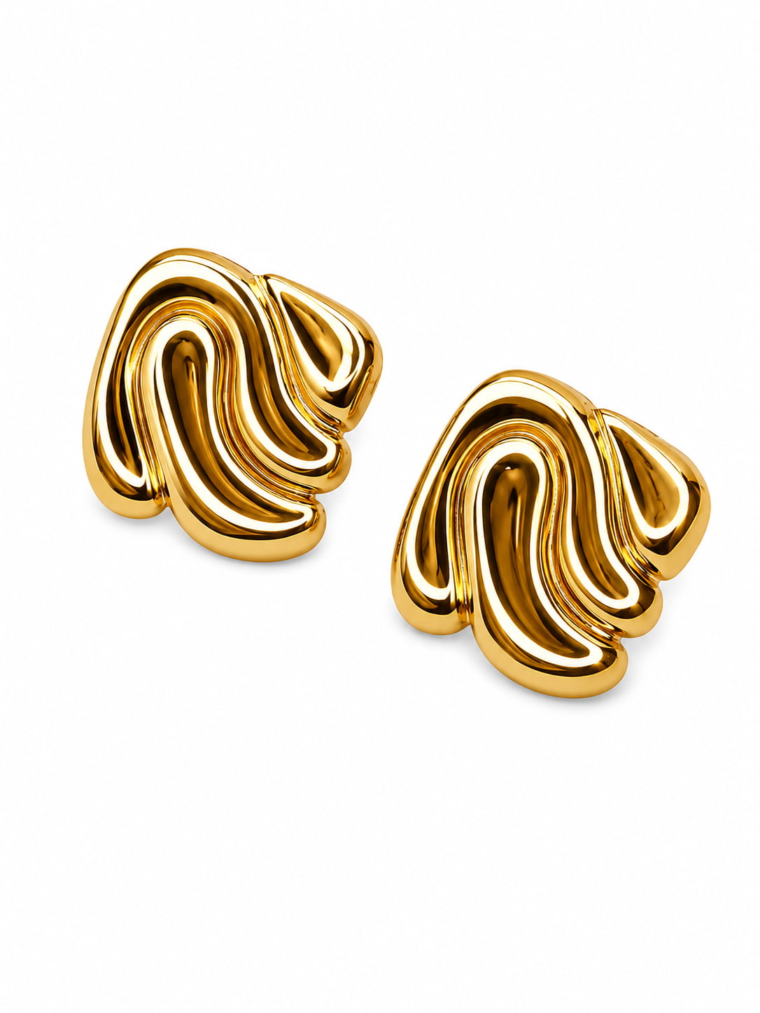 Wave Shell Gold Studs | 18K Gold Plated Anti Tarnish Studs