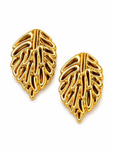 Garden Stud Earrings Set | 3 Pair Gold Floral & Leaf Stud Earrings | Stainless Steel | Earra UK