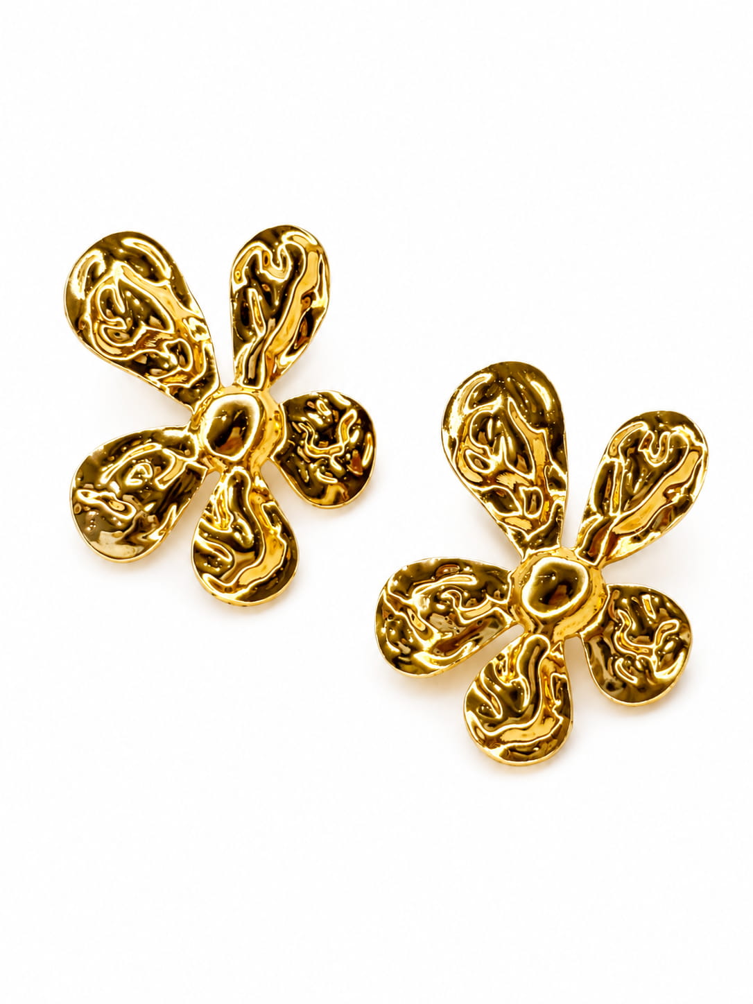 Garden Stud Earrings Set | 3 Pair Gold Floral & Leaf Stud Earrings | Stainless Steel | Earra UK