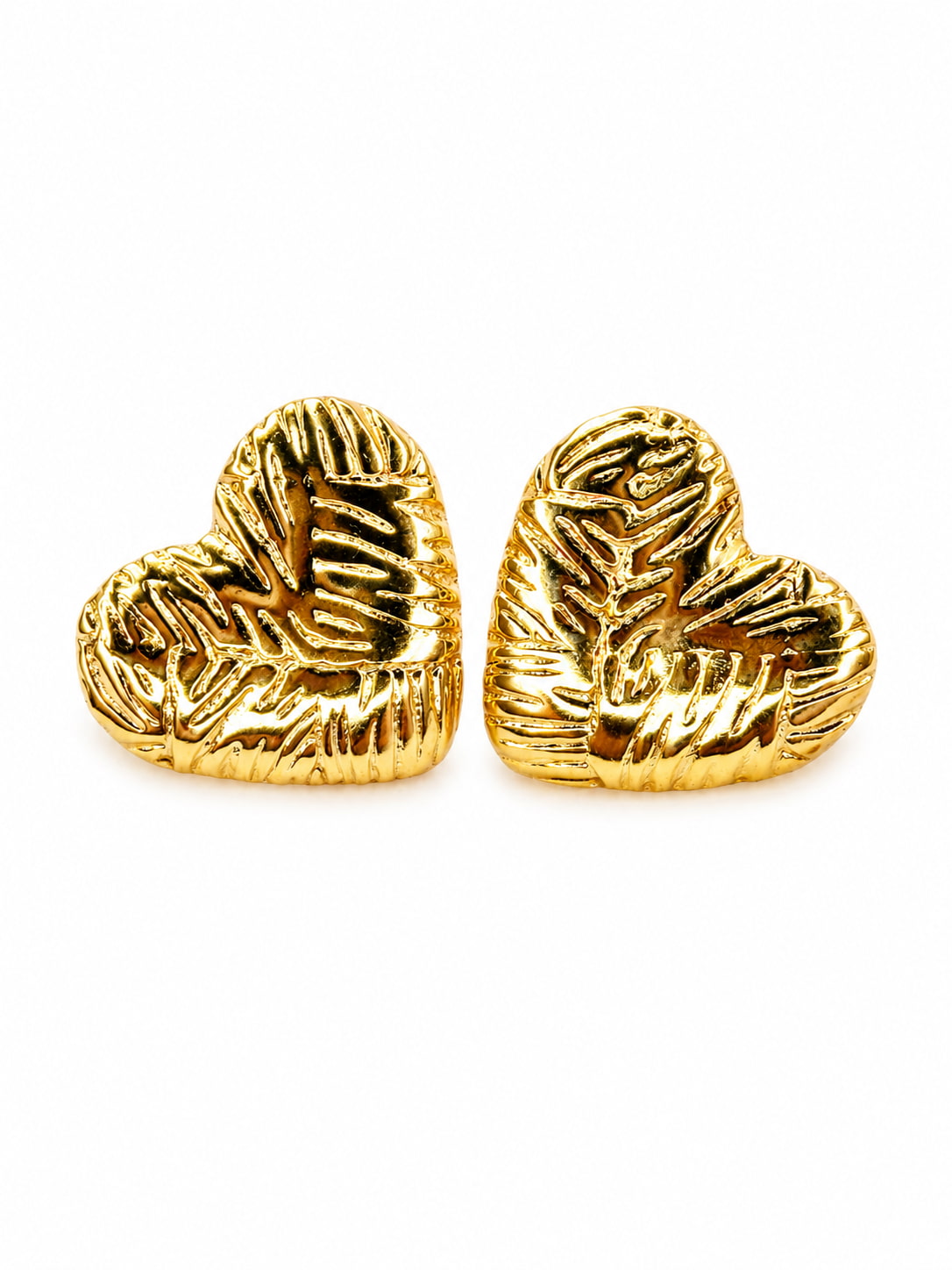Heartbeat Stud Earrings Set | 3 Pair Gold Heart Stainless Steel Stud Earrings | Earra UK