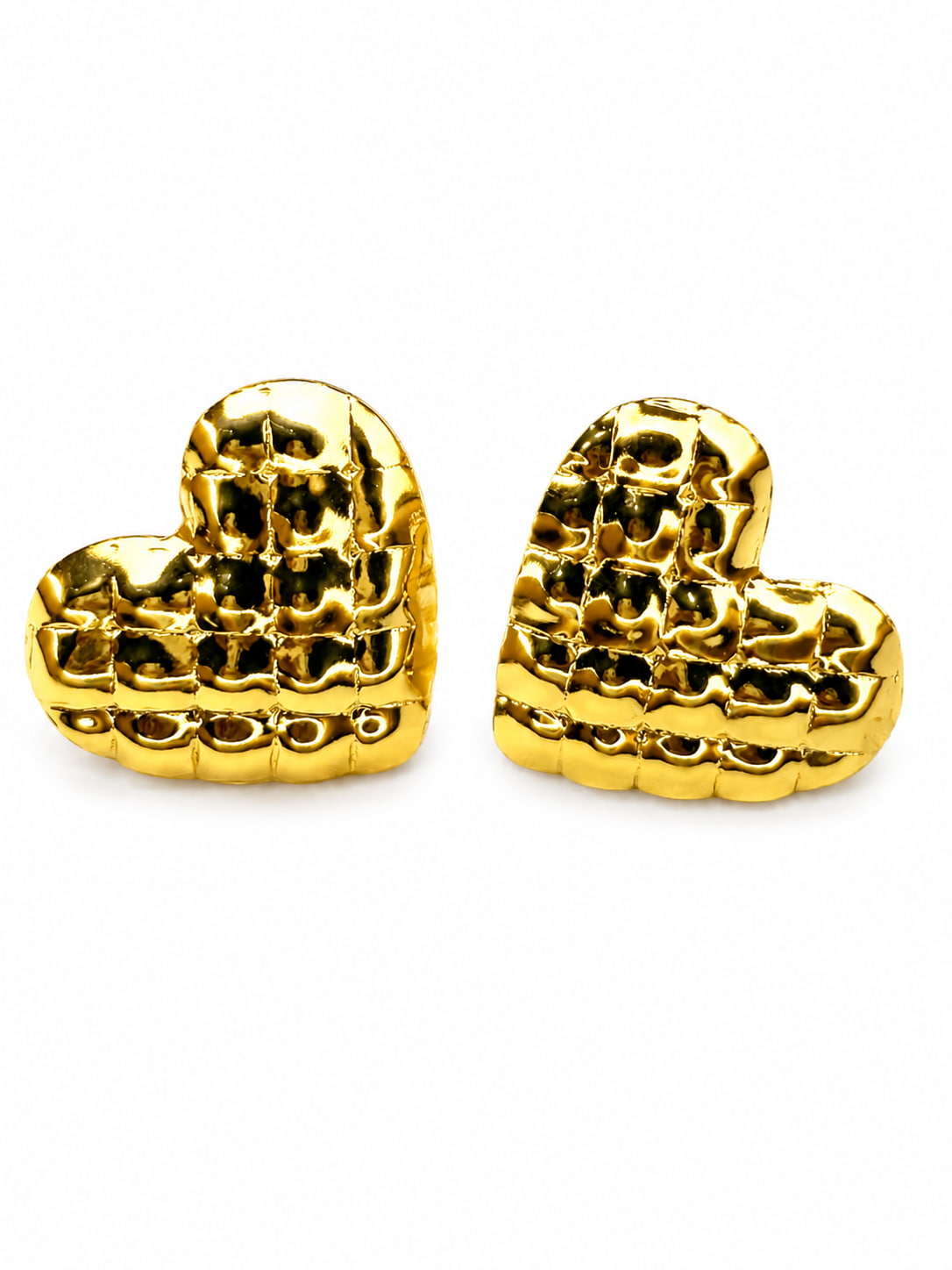 Quilted Heart Studs | 18K Gold Plated Anti Tarnish Studs