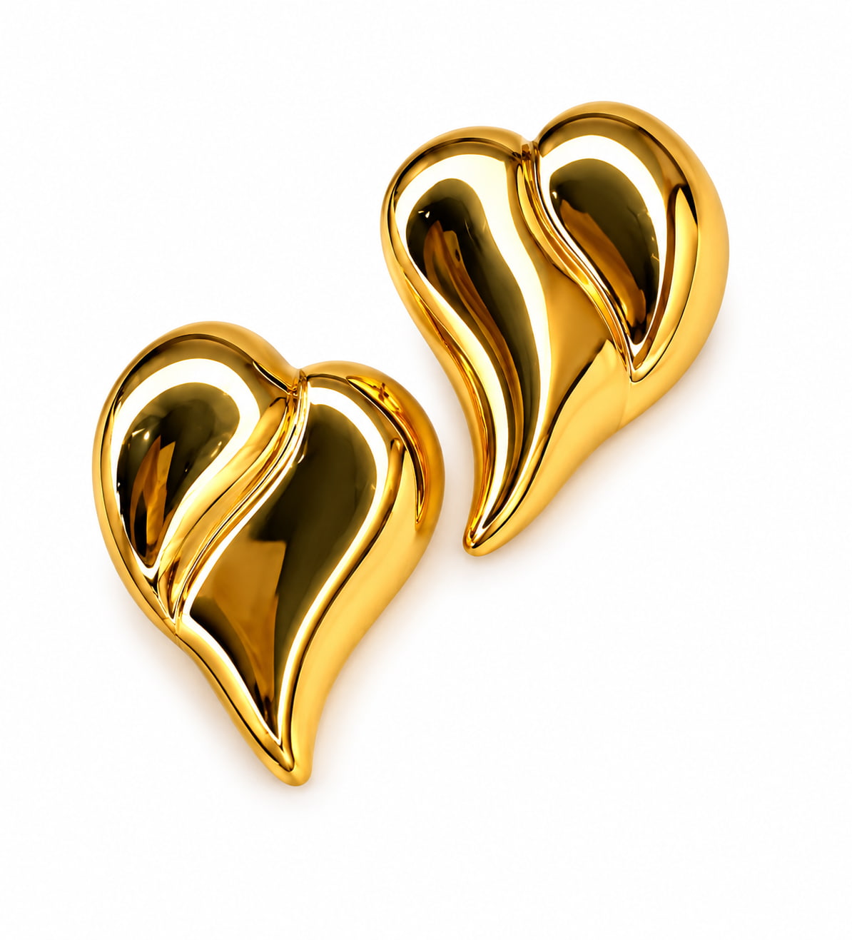 Sculpted Heart Studs | 18K Gold Plated Anti Tarnish Studs